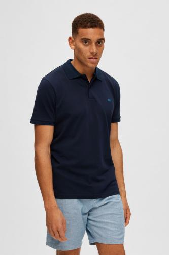 Selected ανδρική πόλο μπλούζα μονόχρωμη με κλασικό γιακά και κεντημένο λογότυπο Regular fit - 16087839 Μπλε Σκούρο